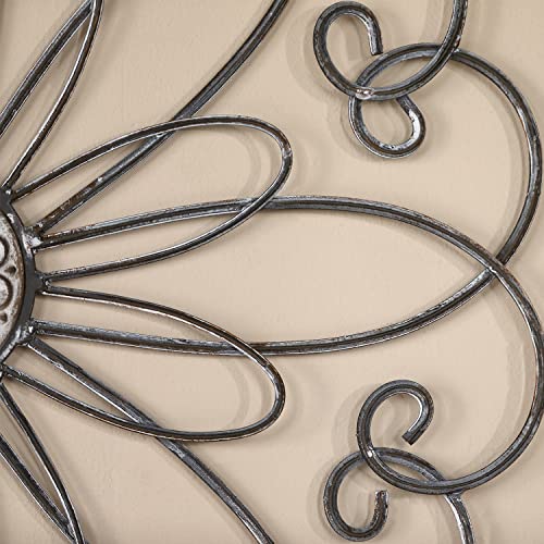 Frymucz Metal Flower Wall Decor Metal Flower Scroll Wall Art Iron Wall Decor Metal Wall Flowers Decoration Iron Floral Sculpture For Bedroom Bathroom Living Room Outdoor Garden -18”X18” (Flower 1) #TOP4