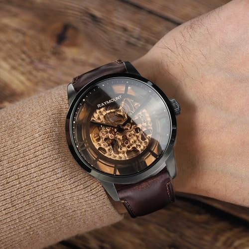 Image of FORSINING Men's Automatic Watch with Mechanical Movement, Skeleton Dial and Leather Band