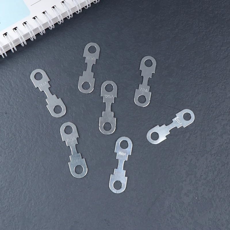 10 Piezas Fusibles Automotrices de Hoja Plana de Zinc 30A-150A 32VDC para Automóvil con Orificios Redondos miniatura 3