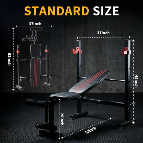 Image of NEWBULIG Adjustable Weight Bench Set, 650 LBS Foldable Bench Press | Heavy Duty Full Body Strength Training Set with Leg Extension & Curl, Barbell Rack, for Home Gym