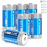 messule Rechargeable Lithium D Batteries with 4 in 1 USB-C Charge Cable,6 Pack D Cell Li-ion Battries,LR20 1.5V D Size Cell Battery Replacement 7500mWh for Floodlight Toys(6 Pcs)