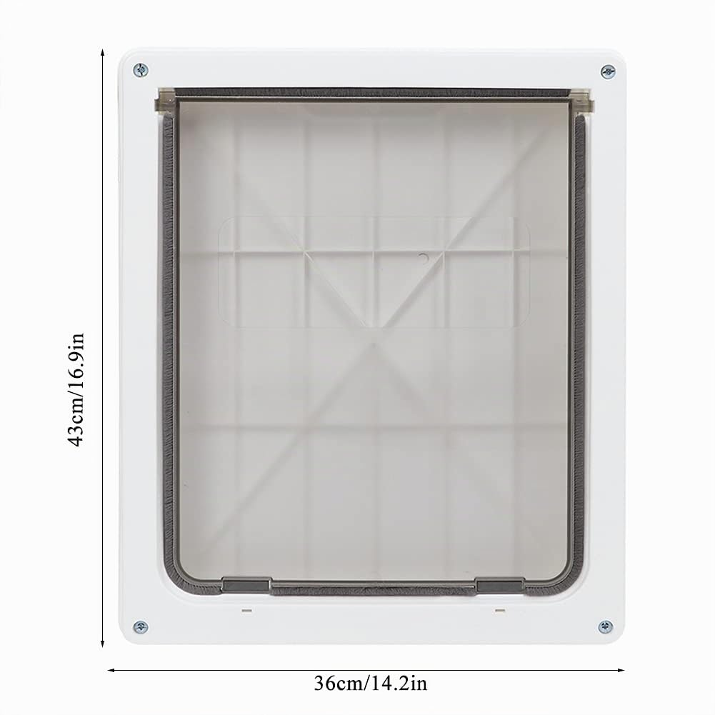 WNSC Hundetür, frei große Größe Safe 43 × 36 × 5 cm Haustier Eingangstür für Wand(White)