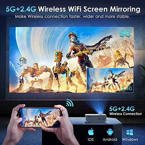 Amazon Com Projector With Wifi And Bluetooth 5g Wifi Native 1080p 9500l Yowhick Outdoor Projector 4k Support Mini Portable Movie Projector With Screen For Hdmi Vga Usb Laptop Ios Android Phone