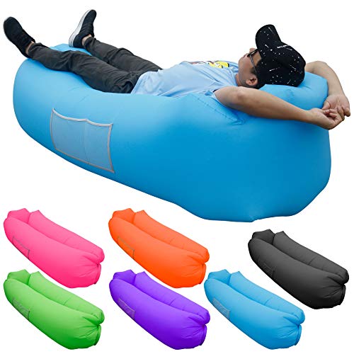 SKOLOO Inflatable Lounger Air Sofa, Portable Water Proof Anti-Air Leaking & Pillow-Shaped Designed