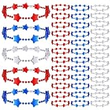 Remuuly 36 Pcs Patriotic Star Beaded Bracelets 4th of July Beads Bracelets Bulk Red White Blue Memorial Day Bracelet Set Accessories for Women Jewelry Independence Day Party Favors