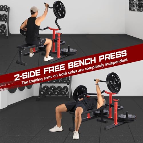 Chest Press Machine with Adjustable Flat Bench,Versatile Bench Press Rack for Home Gym,Bench Press Machine with Independent Converging Arms,Heavy-Duty Steel Structure with Smooth Bearings