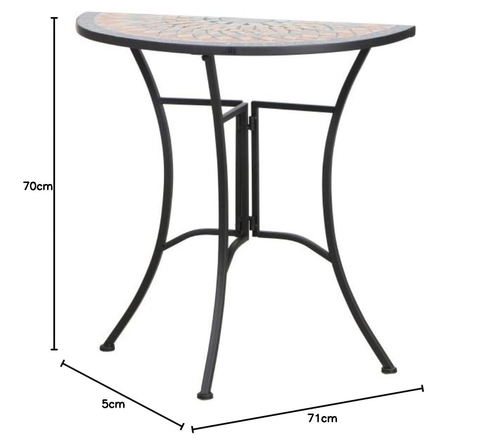 Table d'Appoint MWH Prato 70x35x71 cm Structure Acier Noir