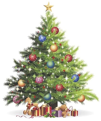 Christmas Tree Overglaze Waterslide Ceramic Decals 4.5 Inch (1 Decal)