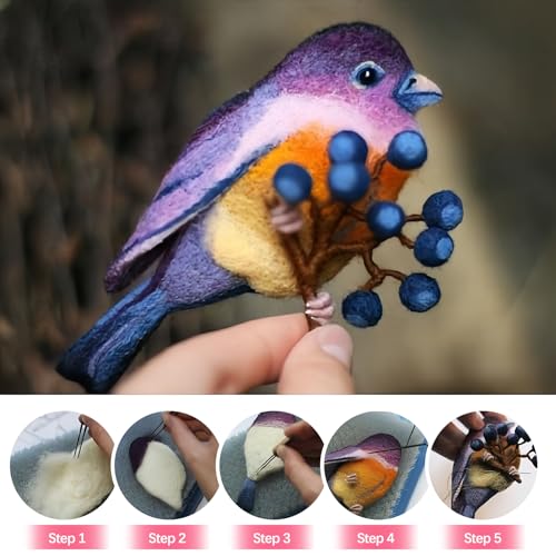 YUTUY 48 Farben Nadelfilz Set,Nadelfilz Starter Kit mit Filznadeln Grundwerkzeugen und Zubehör Wollfaser-Handspinnmaterial zum Basteln für Anfänger,Nassfilzen und Trockenfilzen DIY Handwerk
