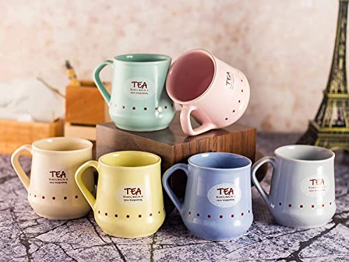 Image of KIE Beautiful Tea printed Handcrafted Ceramic Tea Cups Set of 6 Ceramic Cups Coffee Mugs Tea Set (170 ML, Microwave Safe,)