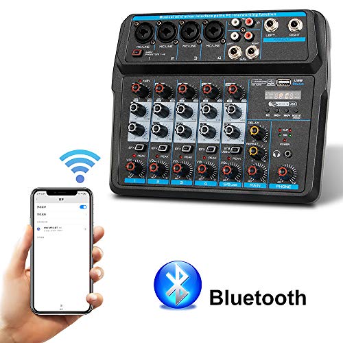 Audio Mixer 6-Channel Usb Audio Interface Mixer, Dj Sound Controller Interface, Soundcard For Pc Recording,Built-In 48V Phantom Power For Music Production,Live Streaming (6 Channel) #TOP1