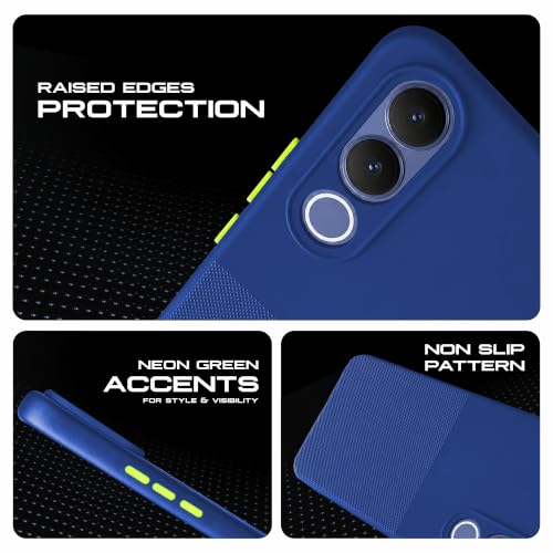 Image of AIBEX Premium Back Cover Case Compatible for Vivo V70 FE 5G | Scratch & Drop Tested Shockproof Matte Texture Case with Soft Microfibre Lining | Slim Fit Cover with Anti-Scratch Finish - Blue