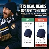 TOP-EX Large Winter 100% Merino Wool Trawler Fisherman Beanie Hat Men Women for Big Heads Warm Fleece Lined Thermal Wooly Hats for Running Golf Cold Weather Navy XL XXL - Image 5
