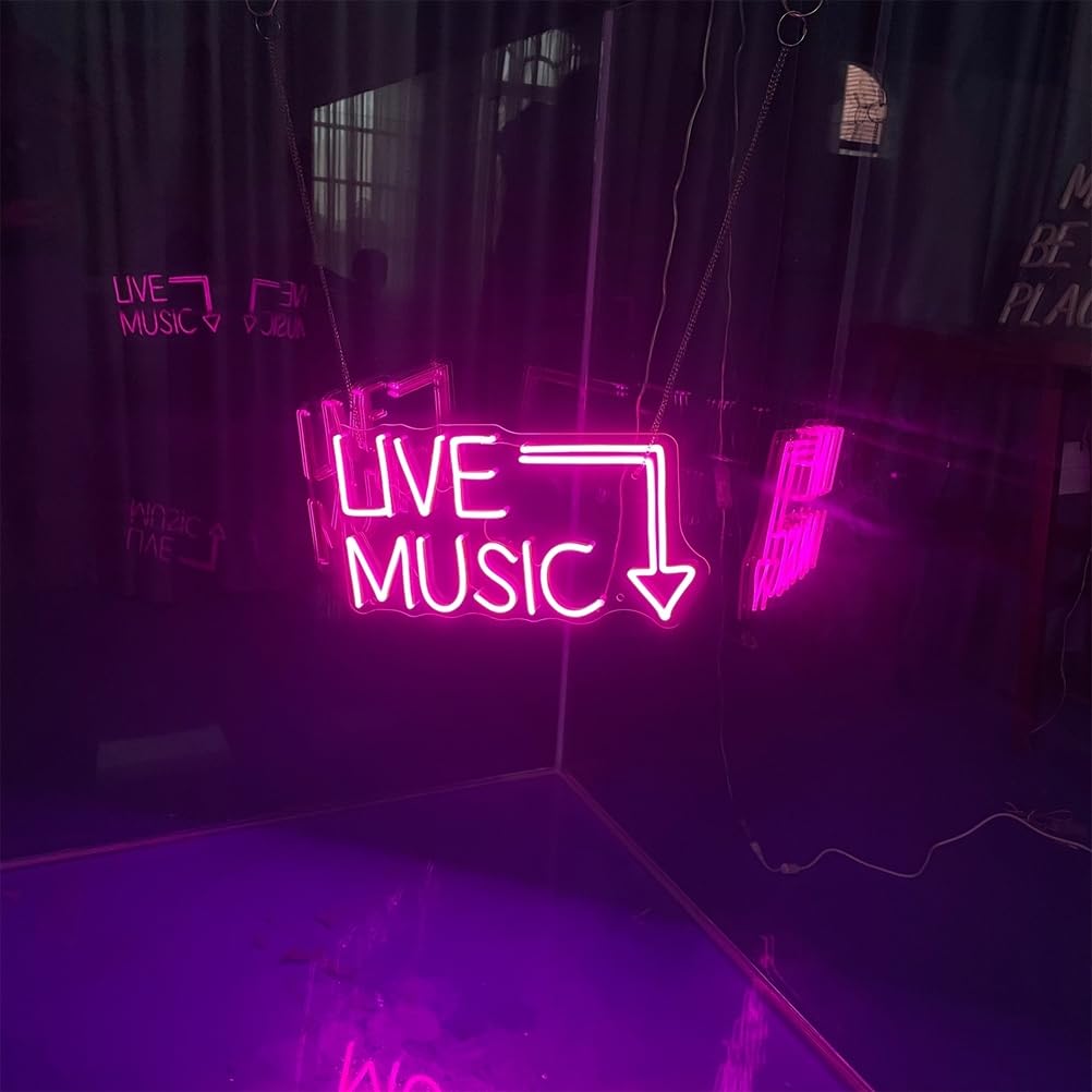 Insegna al Neon di Musica dal Vivo Barra della Musica Segno di Luce al Neon Festa in Musica LED Luce al Neon casa Camera Decorazione murale Negozio Decoro Festival Musicale luci al Neon,B