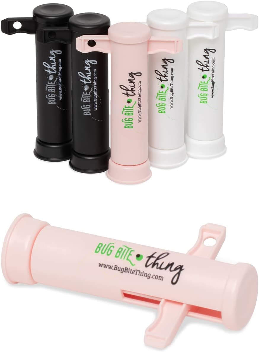 BUG BITE THING Suction Tool - Bug Bites and Bee/Wasp Stings, Natural Insect Bite Relief, 6-Pack, 2 White/2 Black/2 Pink