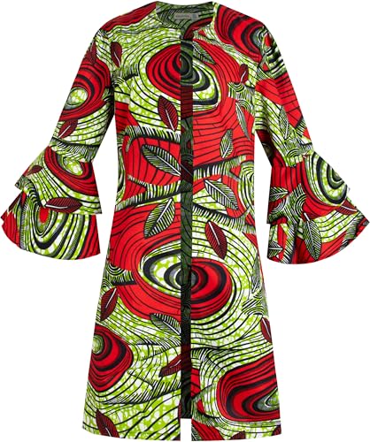 Image of SHENBOLEN Women African Print Jacket Dashiki Traditional Top Dress