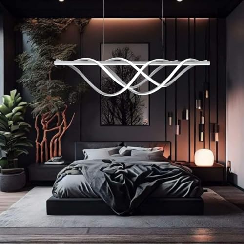 Arcadia Lampadario Led a Sospensione Soffitto Design Moderno Luce Calda Fredda Dimmerabile Plafoniera Con Telecomando e App Cellulare Lampada Soggiorno Salotto Cucina 4000LM 78W 100Cm (Bianco)