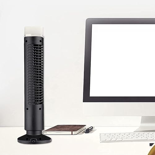 Miniatura 6 de Ventilador de torre USB mejorado sin aspas con luz LED, ventilador de mesa de escritorio con 2 velocidades, acondicionador vertical A-ir de 13