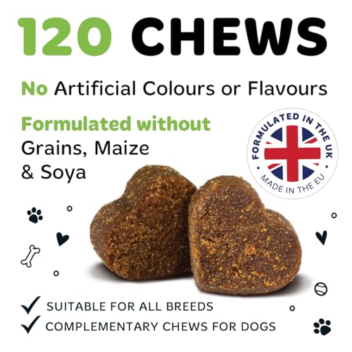 Bugalugs Grass Green Dog Supplement Chews helps support Dog Urine Neutraliser for Grass Burn with Cranberry that helps Urinary & Gut Health, Rich in Salmon, 120 Chews - 6