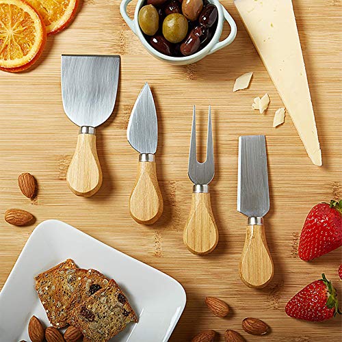 MaMahome Bamboo Cheese Board Set, Charcuterie Boards Platter and Knife set, Hidden Sliding Drawer for Birthday Party Housewarming Bridal Shower Wedding Couple Gift (Style 2)