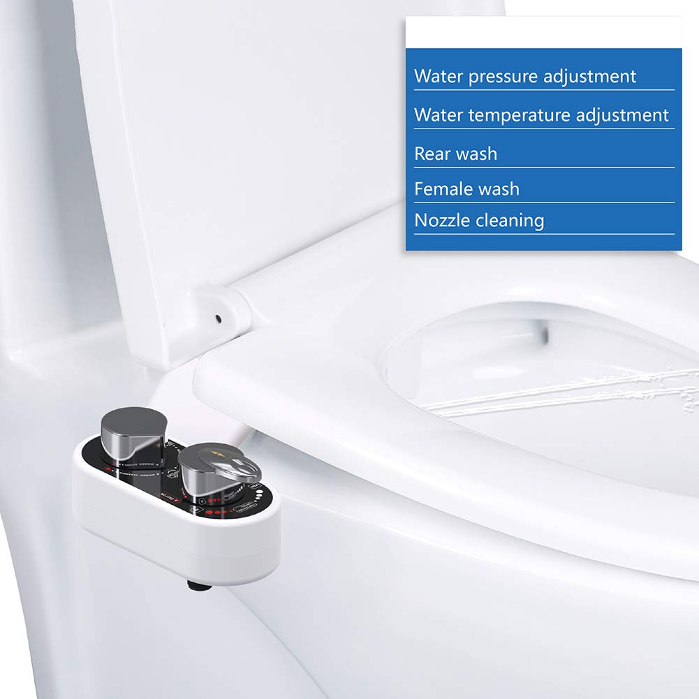 Baño no eléctrico Asiento de Inodoro Bidet Autolimpiante Boquilla Doble Kit de bidé de pulverización de Agua fría y Caliente Higiene Personal Lavado de Mujeres