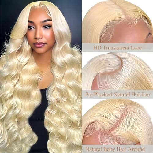 30 Inch 613 13x6 Lace Front Wig Human Hair 200 Density Body Wave Blonde Wig Human Hair Pre Plucked 613 HD Lace Frontal Wig 13x6 Body Wave Wigs With Baby Hair For Women - Image 3