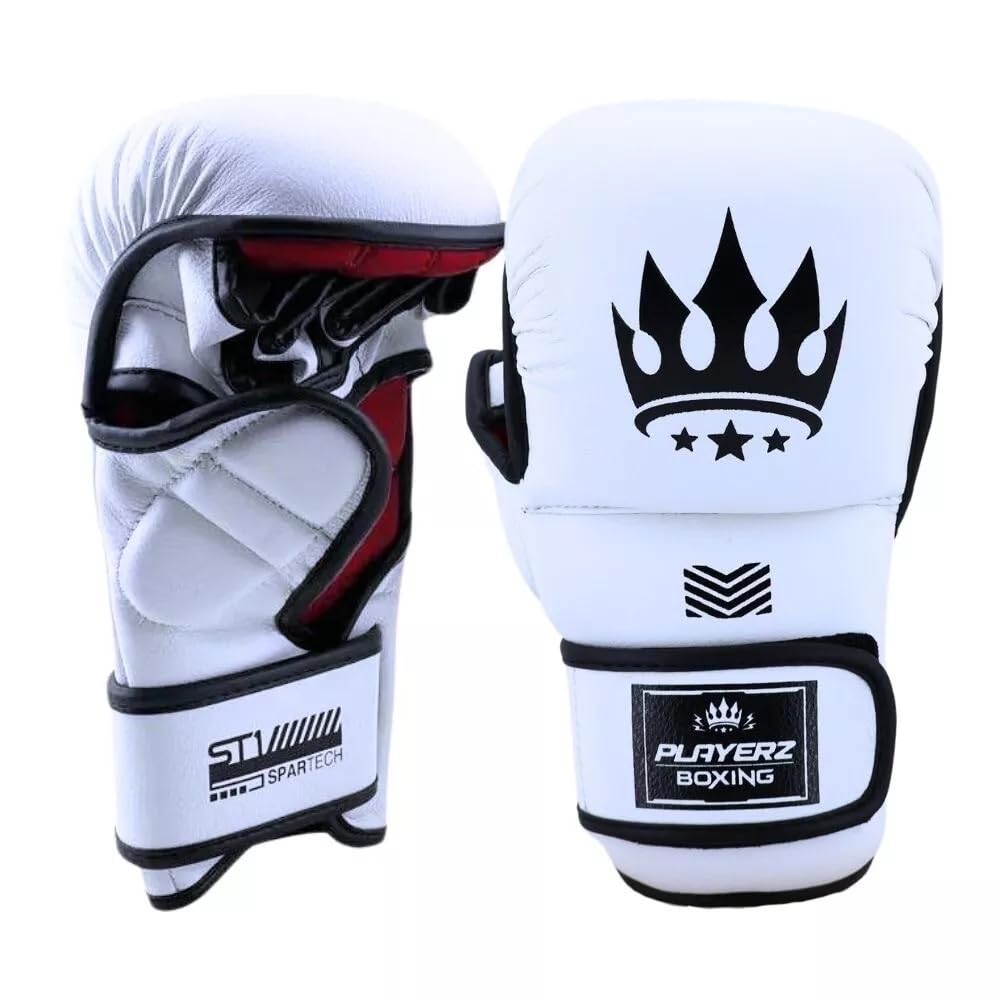 Playerz SparTech MMA Sparring Gloves 7oz Grappling gloves - Curved Striking Area, High-Performance Microfiber, Dual-Layer Foam, Anti-Slip Lining, Vegan-Friendly, Flexible Wrist Loop, Sizes S, M, L, XL
