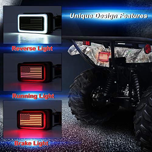 ATV Tail Light LED Smoke Lens with Reverse Brake Light, US Flag Design Tail Light for ATV UTV Yamaha Rhino Viking Grizzly Big Bear Kodiak Bruin Wolverin Bear Tracker