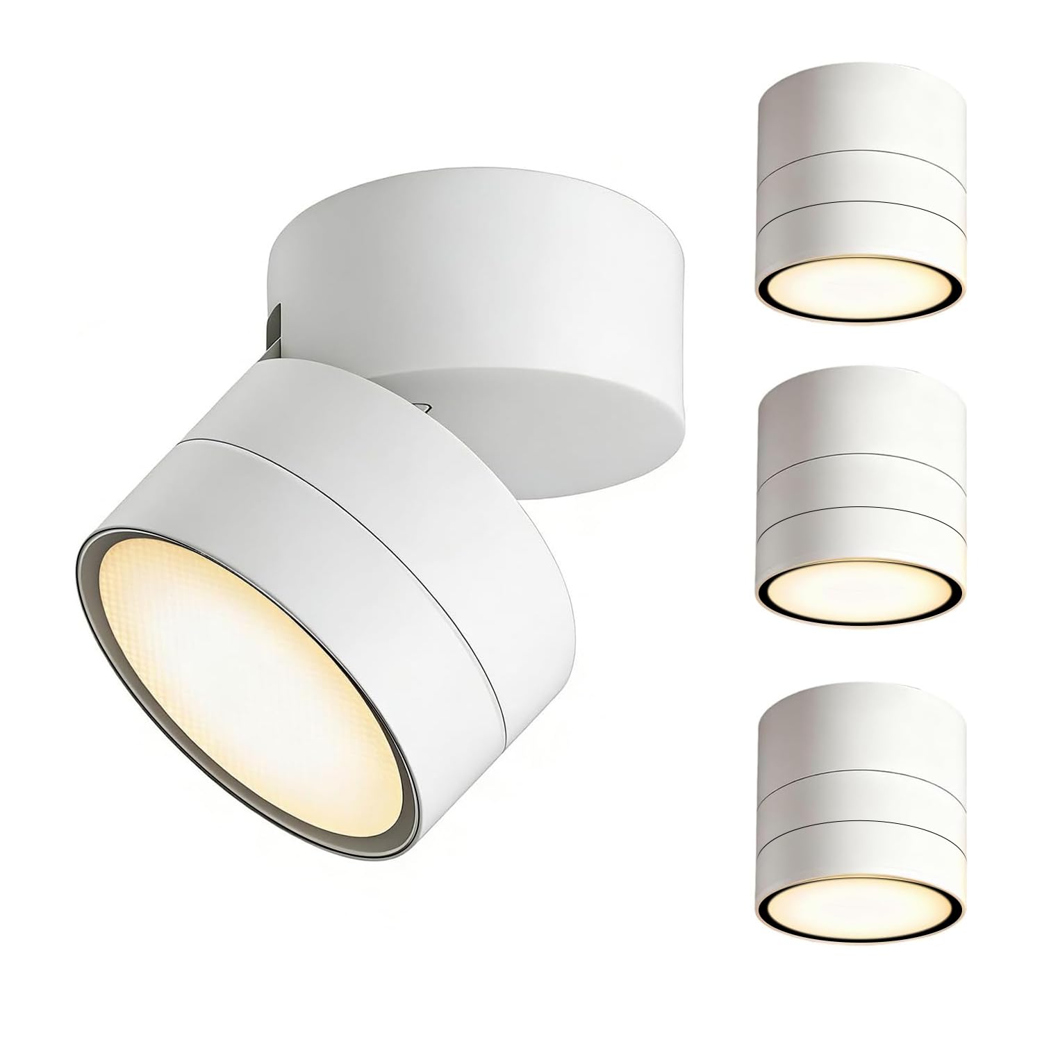 EBION GX53 Ceiling Lights 4 Pack,IP65 Waterproof Ceiling Spotlights with 90° Swivel,Aluminium Surface-Mounted Downlights for Ceiling,Suitable for Living Room,Bedroom,Bathroom,Hallway,Balcony,White