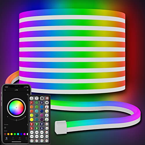Image of AILBTON Led Neon Rope Lights 32.8Ft,Flexible,Control with App /Remote,Multiple Modes,IP65 Outdoor RGB Waterproof,Music Sync Gaming Strip Lights for Bedroom Indoor