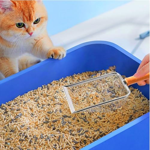 Pala para arena de gatos acero inoxidable,Recogedor de arena para gatos,Utensilios limpieza arenero,Productos para mascotas,Higiene felina para Mango,Duradero,Antiadherente Arena - imagen 7