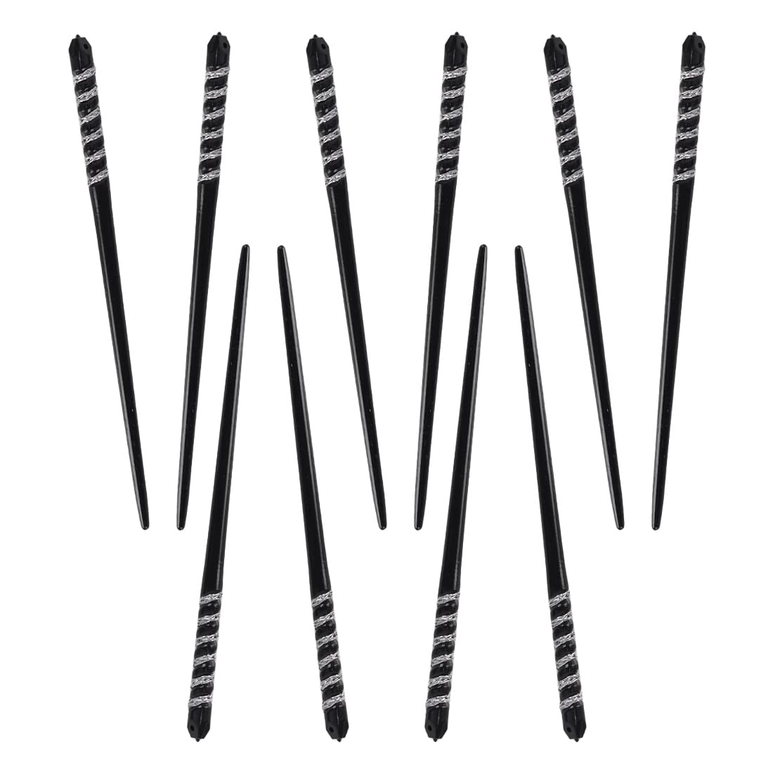 Silver Twirly Design Diamond Hair Stick Chop Sticks (5 Pack, Silver)