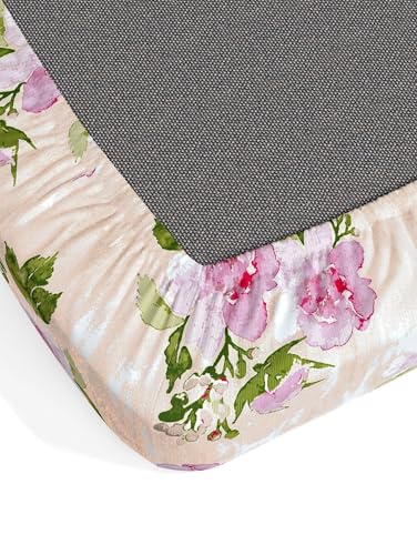Image of Dreamscape 100% Cotton Fitted Bedsheet for King Bed, 186 TC, 1 Fitted Bed Sheet (Size 72 x 78 inches) with 2 Pillow Covers - Pink