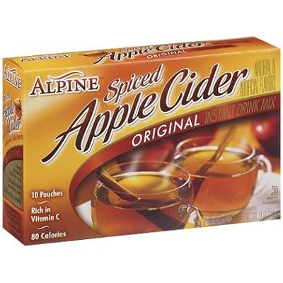 Alpine Original Spiced Apple Cider Instant Drink Mix, Rich in Vitamin C and Low Calorie, 0.74 Oz Pouch (Pack of 120)