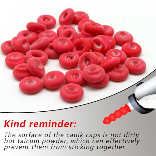 Image of 40 Pack Caulk Cap for Seal Caulking Tubes: Reusable, Water Resistant, Red
