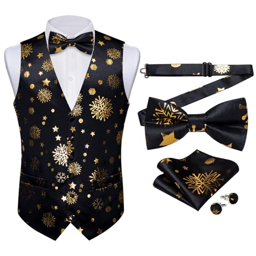 DiBanGu Mens Christmas Suit Vest Festive Xmas Dress Waistcoat and Bowtie Set Vacation Holiday Dress Vest for Tuxedo Party
