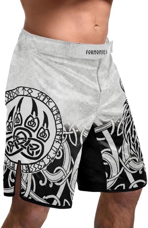 Viking Men's Fight Short MMA BJJ Training No Gi Grappling Shorts Trunks Fight Wear with Drawstring
