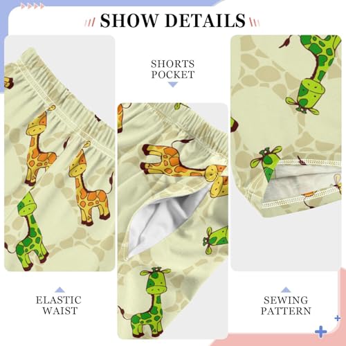 ZZXXB Lovely Giraffe Print Boys Long Pants Soft Trousers Elastic Waist Kids Lounge Bottoms with Pockets S-XL4