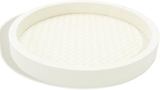 Handmade White Leather Tray - 9.85x1.38 Inches - Versatile Perfume, Jewelry & Trinket Tray for Vanity, Dresser Organization