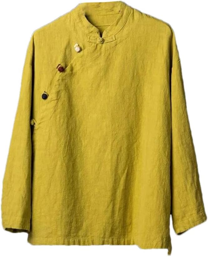 Chinese Style Women's Tang Suit Traditional Clothes Ethnic Long Sleeve Vintage Top Hanfu Ladies Linen Clothing for Women
