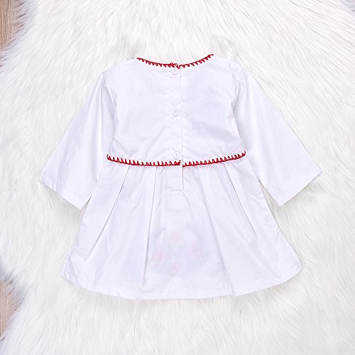 Kashoer Newborn Toddler Baby Girls Ethnic Embroidery Floral Dress Long Sleeve Party Sundress Skirt (6-12Months, White) #TOP6