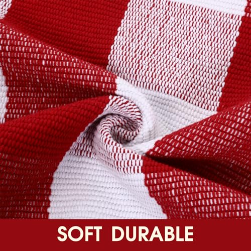 Christmas-Red-and-White-Plaid-Rug-28-x-43-Inches-Outdoor-Front-Door-Decor-Mat-Cotton-Washable-Hand-Woven-Rug-Christmas-New-Year-Holiday-Porch-Entryway-Layered-Doormat Christmas Red and White Plaid Rug 28 x 43 Inches Outdoor Front Door Decor Mat Cotton Washable Hand Woven Rug Christmas New Year Holiday Porch Entryway Layered Doormat