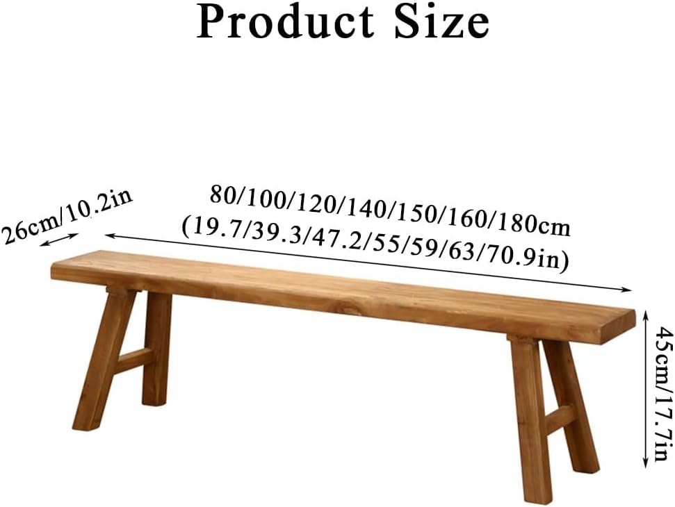 Farmhouse Indoor Wooden Living Room Narrow Entryway Dining Bench, Wooden Bench, Narrow Entryway Bench, Church Pew Bench (120 * 26 * 45cm/47.2 * 10.2 * 17.7in)