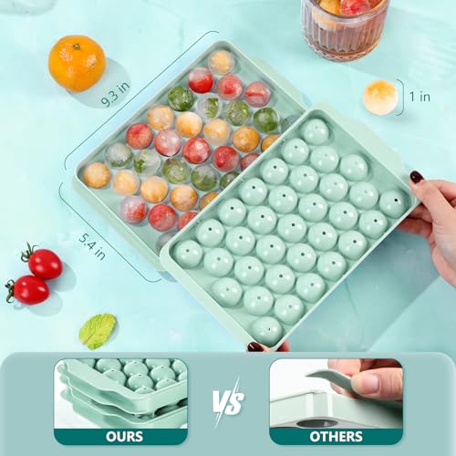 Image of Optish 3 Pack Ice Trays for Freezer, 99 PCS Ice Cube Tray with Lid and Bin, Round Ice Cube Trays for Freezer, Circle Ice Cube Tray for Chilling Drinks (1 inch, Green)