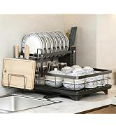 BCWW Drying Rack Dishes Stainless Steel Large Capacity 2-Tier Drying Rack Kitchen Counter Organiz...