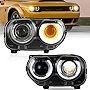 VLAND Headlights Assembly Fit for Dodge Challenger 2015-2020 W/Dual Beam Lens DRL, LED Front light with Turn Signal, Plug-n-Play Headlamp