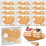 Maxcheck 12 Set Bridal Shower Party Favors Heart Shaped Cheese Board with Knives Set Bamboo Cutting Board with Thank You Tags and White Box for Wedding Bridal Baby Shower Birthday Guests Prizes Gifts