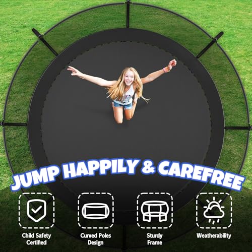 Kiivakii Trampoline 12FT 14FT, Outdoor Trampolines for Kids and Adults, Recreational Trampoline with Enclosure Net & Ladder, Round Trampolines for Backyard, ASTM Approved - Thumbnail 2