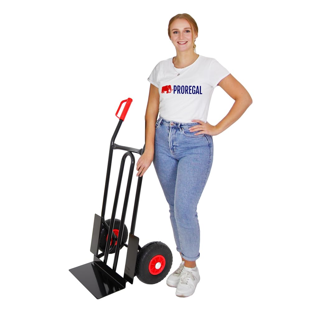 Proregal Sackkarre Rhino XL Schaufel | HxBxT 104x60x50 cm | Tragkraft 250kg| Pannensichere Räder | Schwarz | Transportkarre für Umzug oder Getränkekisten