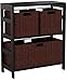Winsome Wood Leo Wood 3 Tier Shelf with 3 Rattan Baskets - 1 large; 2 small in Espresso Finish
